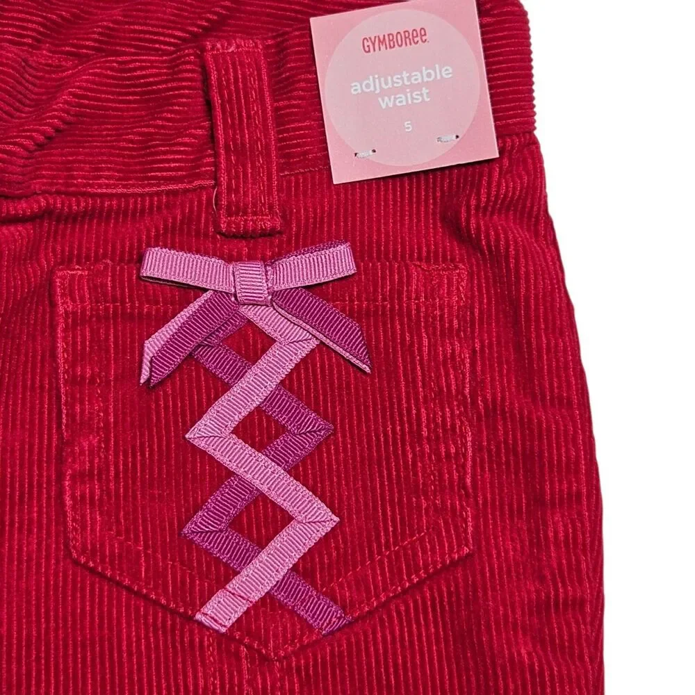 Vintage Gymboree Corduroy Pants Size 5 Red Peruvian Doll Line Flare Leg NWT